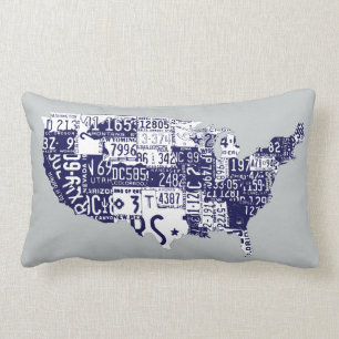 Coussin Rectangle Plaque d'immatriculation américaine bleue