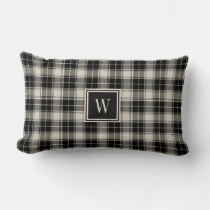 Coussin Rectangle Plaqué noir classique et blanc cassé avec Monogram