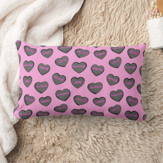 Coussin Rectangle Plein de coeur d'amour Motif rose noir (Couverture)