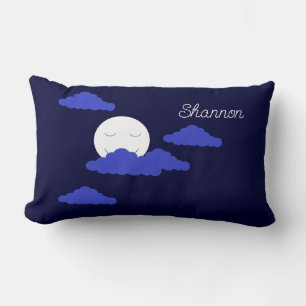 Coussin Rectangle Pleine Lune Souriante avec Nuages :