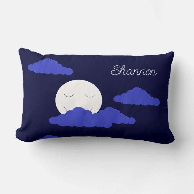 Coussin Rectangle Pleine lune souriante avec nuages : (Recto)
