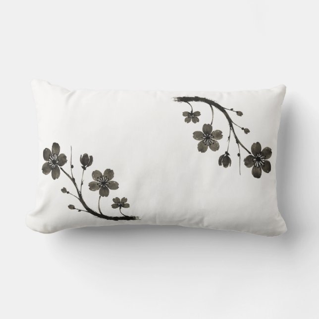 Coussin Rectangle Plum Blossom Line Art - Design botanique sur (Recto)