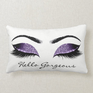 Coussin Rectangle Plum violet blanc cils maquillage Bonjour magnifiq