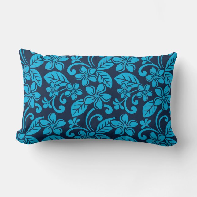Coussin Rectangle PLUMÉRIE DE L'ÎLE (Bleu x 2) (Recto)