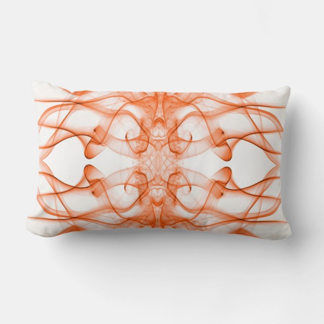 Coussin Rectangle Plumes d'orange fumée sur blanc (Recto)
