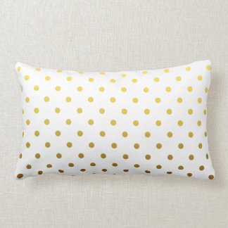 Coussin Rectangle Point de polka d'or blanc