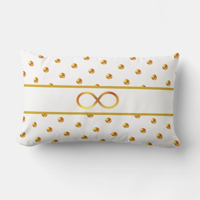 Coussin Rectangle Points dorés et symbole de l'infini sur fond blanc (Recto)