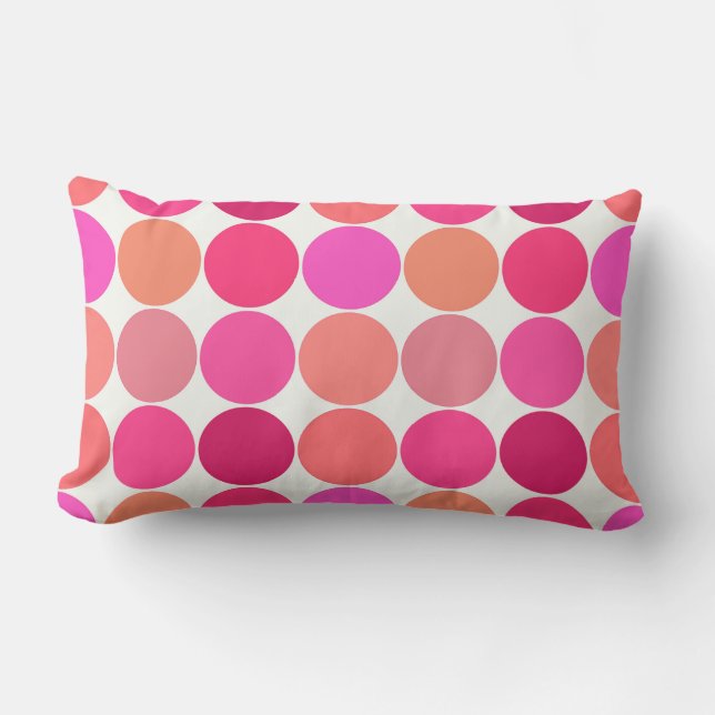 Coussin Rectangle Points géants du milieu du siècle, Fuchsia rose et (Recto)