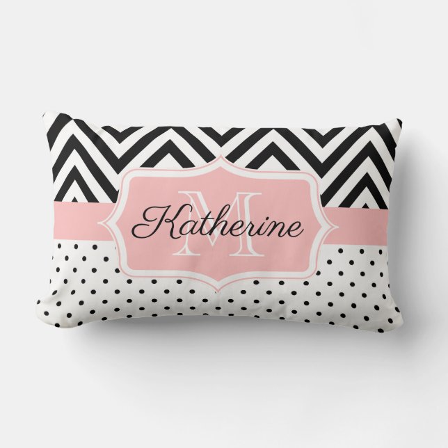 Coussin Rectangle Points mignons et Chevron (Recto)
