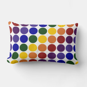 Coussin Rectangle Pois arc-en-ciel en blanc