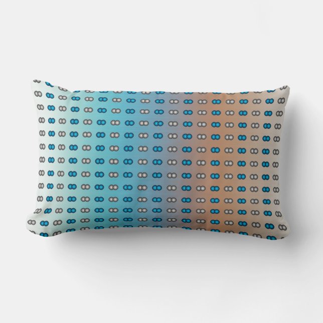 Coussin Rectangle Pois Bleu & Argent sur Bleu & Orange (Recto)