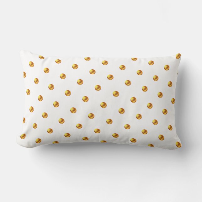 Coussin Rectangle Pois d'or en blanc (Recto)