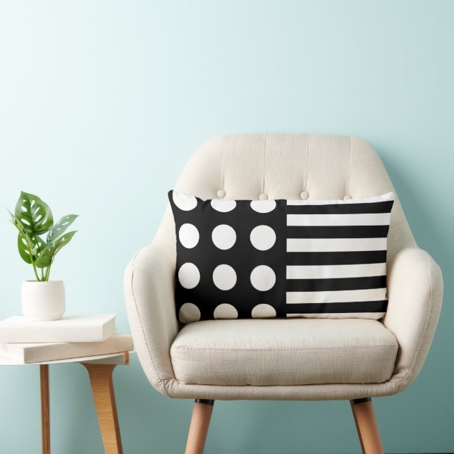 Coussin Rectangle Pois et rayures noirs Motifs (Chaise)