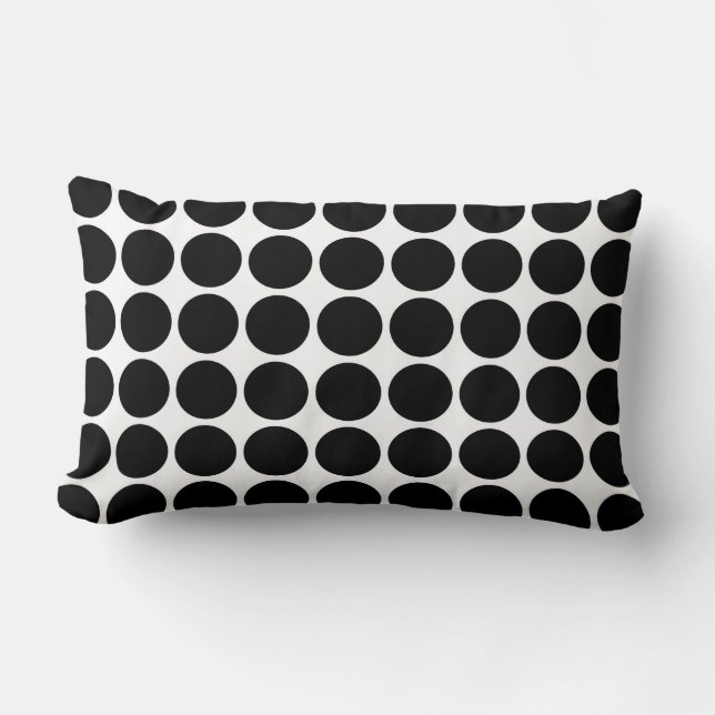 Coussin Rectangle Pois noirs en blanc (Recto)
