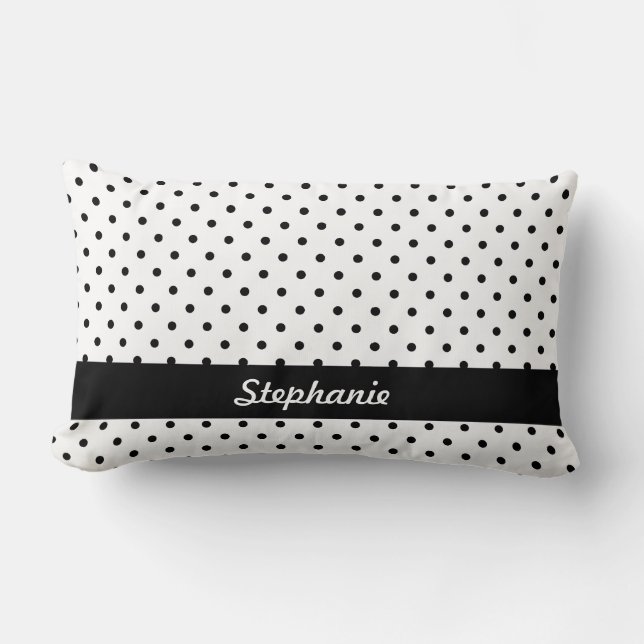 Coussin Rectangle Pois noirs et blancs personnalisés (Recto)