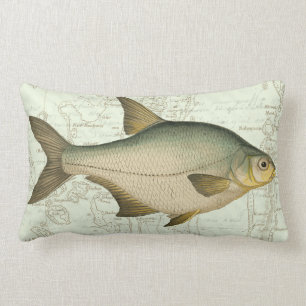Coussin Rectangle Poisson d'eau douce sur la carte