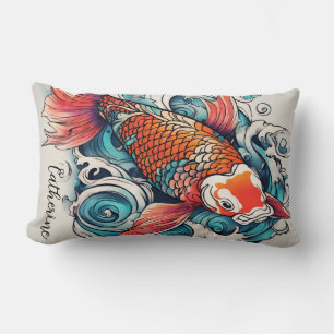 Coussin Rectangle Poisson Koi, Belle Carpe Japonaise, Personnalisé