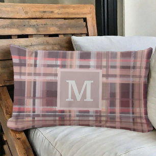 Coussin Rectangle Poisson rose pâle à maroon monogramme