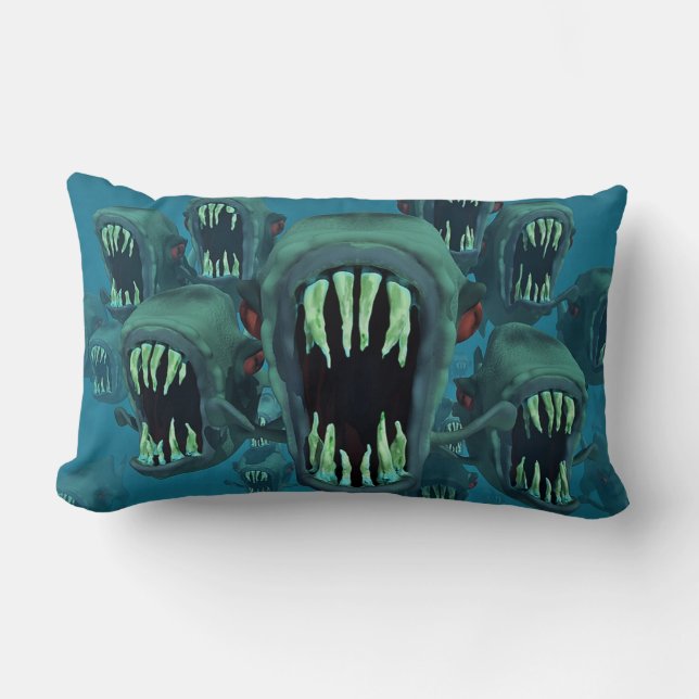 Coussin Rectangle Poisson zombie (Recto)