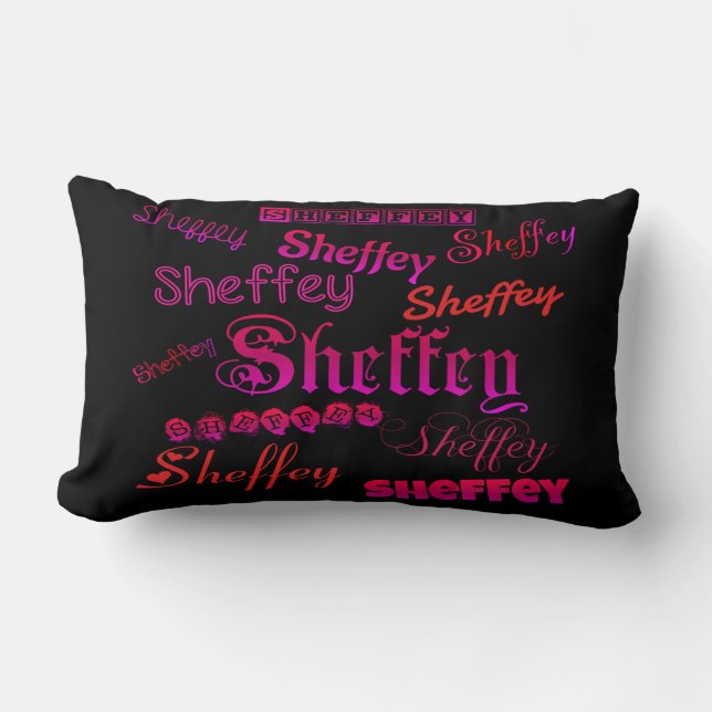 Coussin Rectangle Polices Sheffey - rose et rouge (Recto)