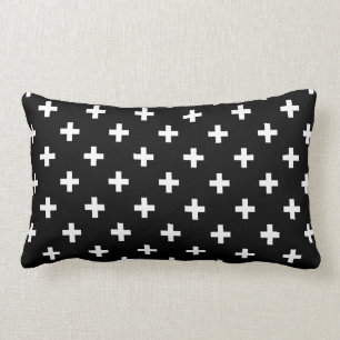 Coussin Rectangle Polka blanche croise sur noir
