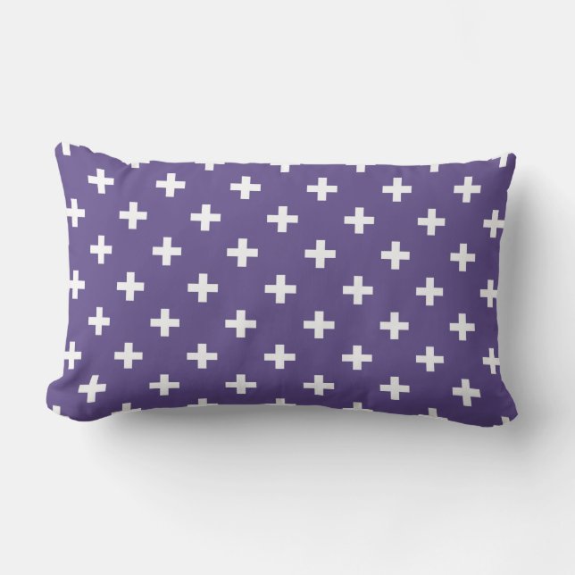 Coussin Rectangle Polka blanche croise sur ultra violet (Recto)