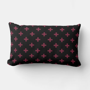 Coussin Rectangle Polka de mûre croise sur le noir
