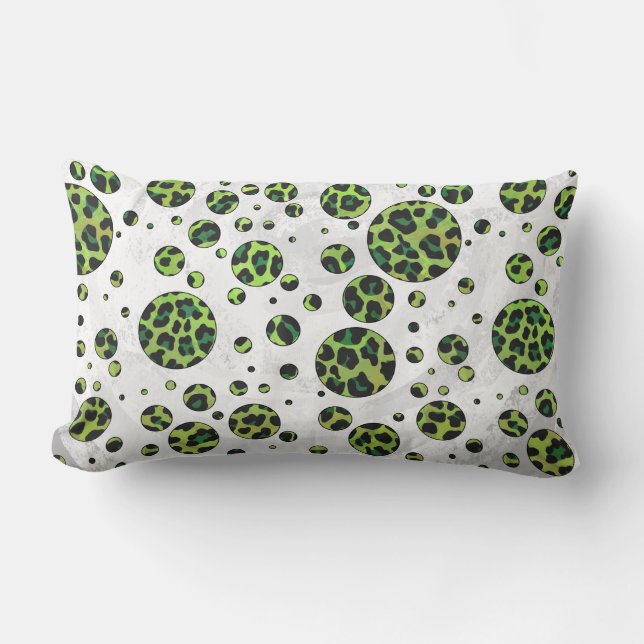 Coussin Rectangle Polka Dot Leopard noir et vert (Recto)