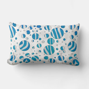 Coussin Rectangle Polka Dot Zebra blanc et bleu