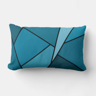 Coussin Rectangle Polygones Turquoises Abstraits