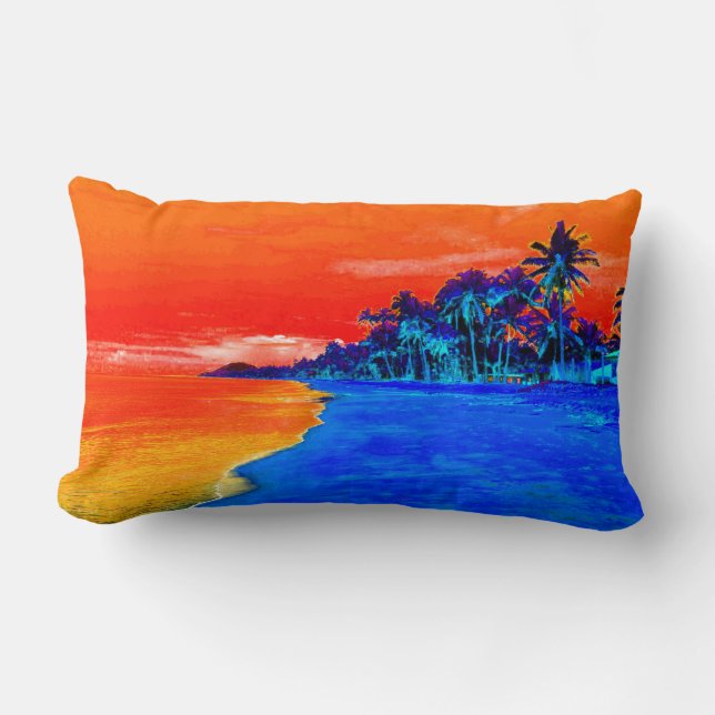 Coussin Rectangle Pop Art Plage Exotique Palmiers (Recto)