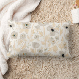 Coussin Rectangle Poppies Jaune Gris Or Aquarelle Bleu Floral