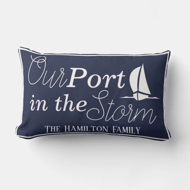 Coussin Rectangle Port nautique dans la tempête Voilier & Marine (Recto)