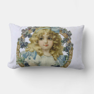 Coussin Rectangle Portrait Antique de Petite Fille Enfant Belle