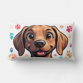 Coussin Rectangle Portrait de chien de dessin coloré avec Paw Pri Jo