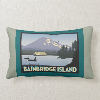 Coussin Rectangle Poster Art de style rétro de l'île de Bainbridge