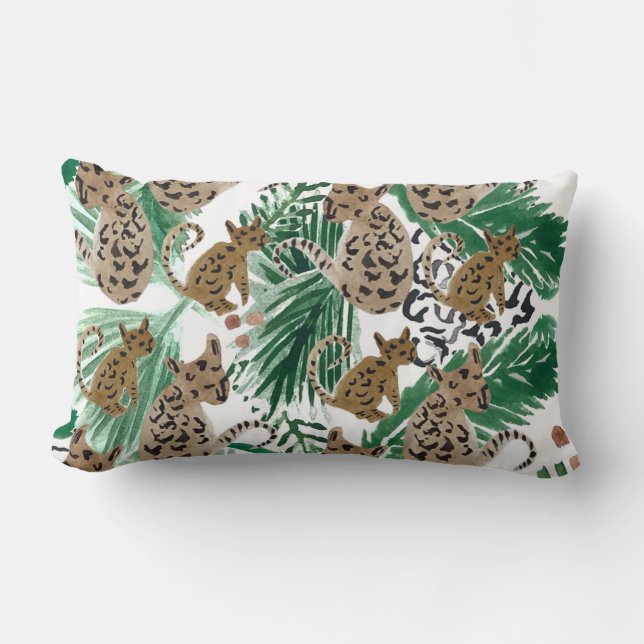 Coussin Rectangle Poster de animal d'illustration Jaguar Aquarelle (Recto)