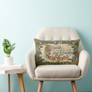 Coussin Rectangle Pour vous souhaiter une bonne année, vintage victo