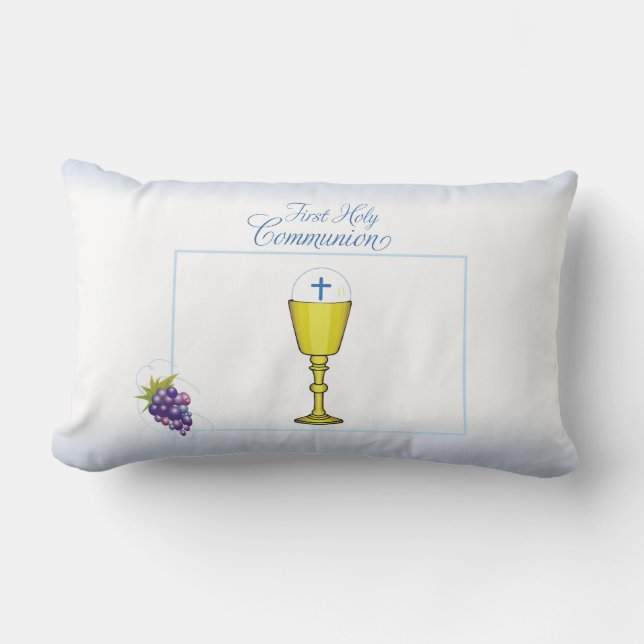 Coussin Rectangle Première communion de garçon, Chalice avec hôte et (Recto)
