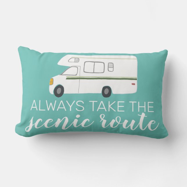 Coussin Rectangle PRENEZ TOUJOURS LA ROUTE PITTORESQUE RVing (Recto)