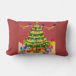 Coussin Rectangle Présente sous Arbre de Noël réversible
