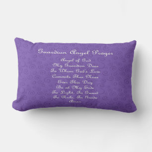 Coussin Rectangle Prière de l'ange gardien Violet