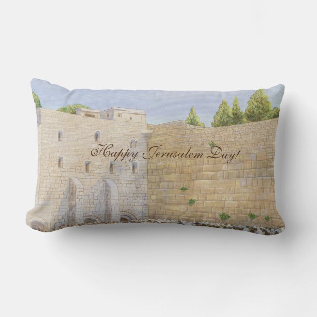 Coussin Rectangle Prière, mur occidental KOTEL Jerusalem Old City AR (Recto)