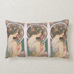 Coussin Rectangle Primevère par Alphonse Mucha - art vintage Nouvea