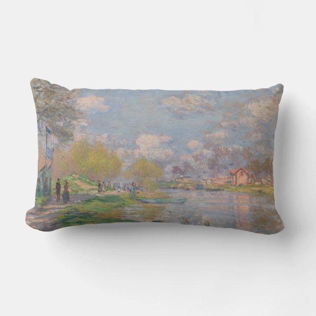 Coussin Rectangle Printemps sur la Seine par Monet Impressionniste (Recto)