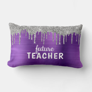 Coussin Rectangle Professeur personnalisé de métal brossé violet