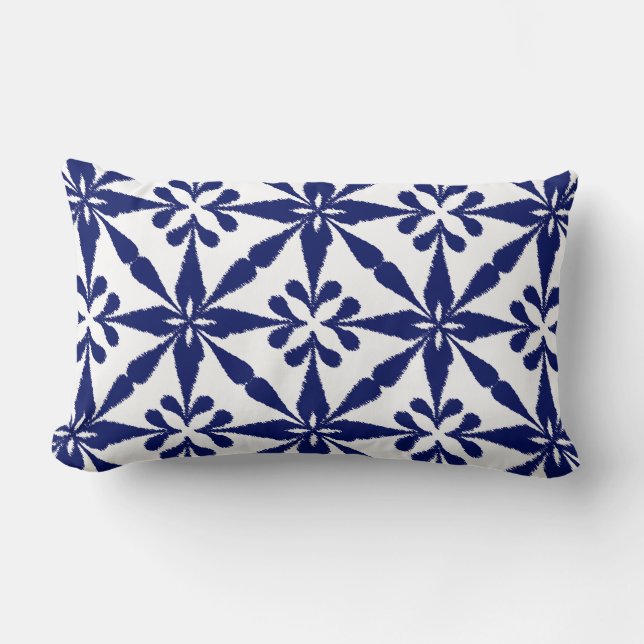 Coussin Rectangle Profil sous convention astérisque d'Ikat - bleu (Recto)