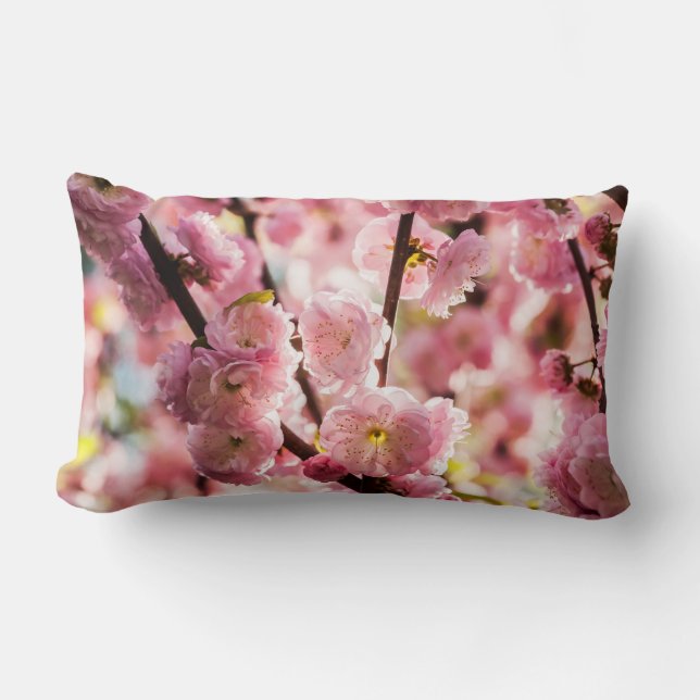 Coussin Rectangle Prunier en Fleurs - Paradis Rose (Recto)
