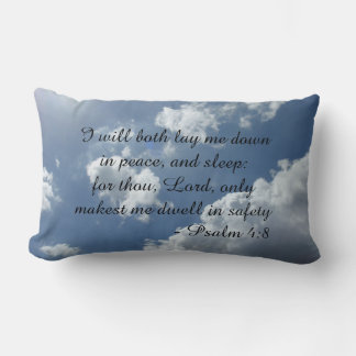 Coussin Rectangle Psalm 4:8 Pillow with cloud background. Bilingual 