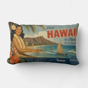 Coussin Rectangle Publicité de voyage hawaïenne de style vintage